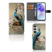 Telefoonhoesje met Pasjes voor Samsung Galaxy A55 Vintage Pauwen