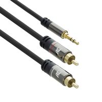 ACT AC3607 High Quality Audiokabel | 1x 3,5mm Stereo Jack Male - 2x Tulp Male | 5 meter