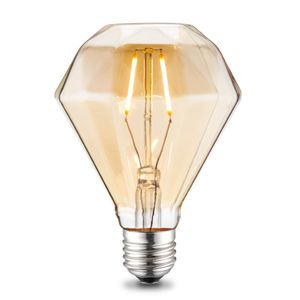 Edison Vintage E27 LED filament lichtbron Diamond | D95 9.5/9.5/13.5cm | Amber | geschikt voor E27 fitting | 2W 160lm 2700K | warm wit licht