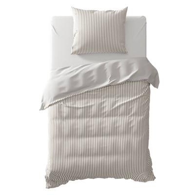 Yellow Moselle Dekbedovertrek - 1-persoons (140x200/220 Cm + 1 Sloop) - Linnen / Percal Katoen - Grijs