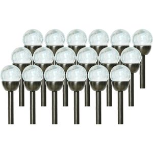 18x Buiten LED RVS bollen stekers Navi solar verlichting 24 cm colour changing