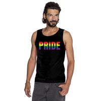 Gay mouwloos shirt Pride in regenboog letters zwart heren 2XL  - - thumbnail