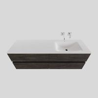 Badkamermeubel Solid Surface BWS Oslo 150x46 cm Rechts Wood Dark Brown 4 Laden (0 kraangaten)