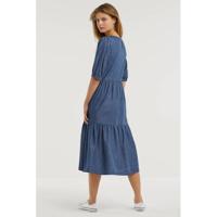 anytime jurk met volant blauw