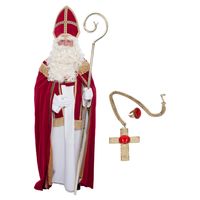 Sinterklaas kostuum - inclusief ring en kruis ketting met rode steen - thumbnail