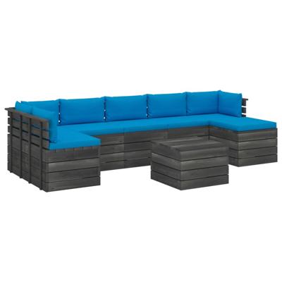 vidaXL 8-delige Loungeset met kussens pallet massief grenenhout