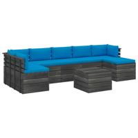 vidaXL 8-delige Loungeset met kussens pallet massief grenenhout