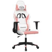vidaXL Gamestoel kunstleer wit en roze, televisiestoel, computer stoel, verstelbare stoel, racingstoel, bureaustoel, fauteuil, gamestoel, gaming stoel