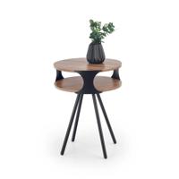 Gebor - Bijzettafeltje – Ronde Bijzettafel – Bijzonder Design – Industrieel – Vintage Look – Staal – Mdf – Zwart