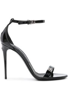 Dolce & Gabbana logo-plaque patent sandals - Noir