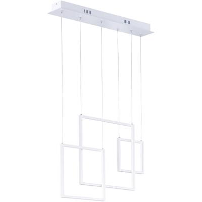 Led Hanglamp - Hangverlichting - Trion Tucino - 26w - Warm Wit 3000k - Rechthoek - Mat Wit - Aluminium