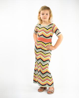 Like Flo Meisjes maxi-jurk gebreid - Zigzag