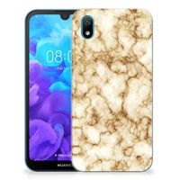 Huawei Y5 (2019) TPU Siliconen Hoesje Marmer Goud - thumbnail