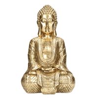 Home Deco Boeddha beeld in lotushouding goud 30 cm