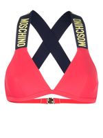 Moschino haut de bikini à logo embossé - Rose