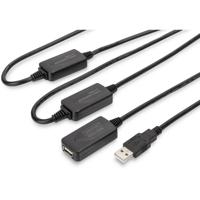 Digitus USB-kabel USB 2.0 USB-A bus, USB-A stekker 25.00 m Zwart Met USB, Met verlengkabel DA-73103