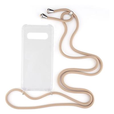 Shop4 - Samsung Galaxy S10 Plus Hoesje - Zachte Back Case met Koord Beige