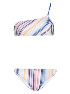 Missoni bikini rayé à design asymétrique à une épaule - Bleu