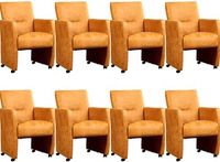 Set van 8 Cognac leren moderne eetkamerfauteuils Pleasure - Kenia Leer Cognac (cognac leer) - thumbnail