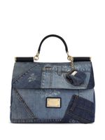 Dolce & Gabbana sac à main Sicily Soft en jean patchwork - Bleu - thumbnail