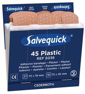 Salvequick navulling voor pleisterautomaat, plastic pleisters, pak van 6 navullingen