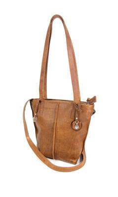 Handgemaakte leren Shopper TULP #01 S Cognac