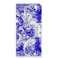 Mobiel BookCase Motorola Moto G60s Angel Skull Blauw - thumbnail