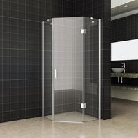 Douchecabine Nano Vijfhoek Draaideur 90x90x200cm Antikalk Helder Glas Chroom Profiel 8mm Veiligheidsglas Easy Clean