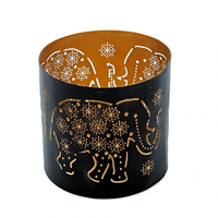 Sfeerlicht Olifant - 10x10 - Metaal - Goud - Zwart (4 stuks) - M