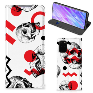 Mobiel BookCase Samsung Galaxy S20 Plus Skull Red