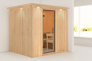 Karibu | Sodin Sauna met Dakkraag | Helderglas Deur