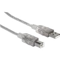 Manhattan USB-kabel USB 2.0 USB-A stekker, USB-B stekker 1.80 m Zilver 333405 - thumbnail