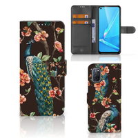 OPPO A72 | OPPO A52 Telefoonhoesje met Pasjes Pauw met Bloemen