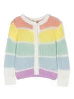 Stella McCartney Kids cardigan rayé à col rond - Blanc