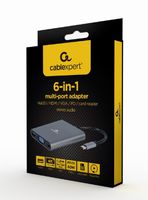 Gembird A-CM-COMBO6-01 laptop dock & poortreplicator USB 3.2 Gen 1 (3.1 Gen 1) Type-C Grijs - thumbnail