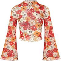 Jaren '70 outfits voor dames bell mouw tops disco outfit bloemen mock hals mesh top Lightinthebox