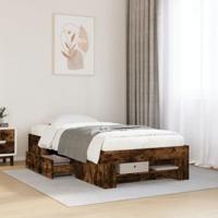 VidaXL Bedframe Bewerkt Hout Gerookt Eikenkleurig 90x190 cm, Ombouw, Boxspring, Bedbodem, Slaapkamermeubel, Twijfelaar, Eenpersoonsbed