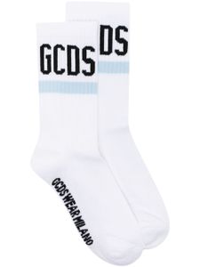 GCDS chaussettes nervurées à logo brodé - Blanc