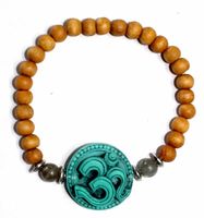 Sandalwood Elastische Armband Turquoise Om - thumbnail