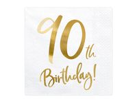 Servetten 90th Birthday Goud (20st) - thumbnail