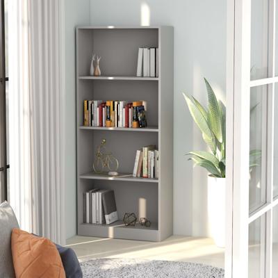 vidaXL Boekenkast met 4 schappen 60x24x142 cm spaanplaat grijs