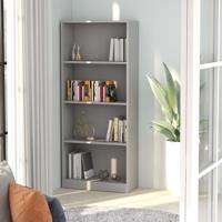 vidaXL Boekenkast met 4 schappen 60x24x142 cm spaanplaat grijs