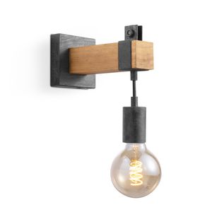 Light depot - wandlamp Denton 1L - hout / burned metal - Outlet