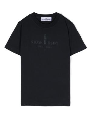 Stone Island Junior T-shirt met logoprint - Blauw