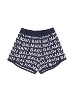 Balmain Kids short à logo intarsia - Bleu - thumbnail