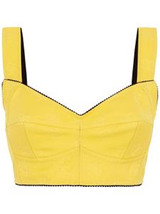 Dolce & Gabbana haut bustier crop à logo en jacquard - Jaune