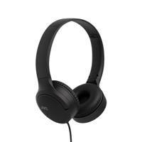 JVC HA-S33UC-B USB-C on-ear hoofdtelefoon, zachte oorkussens, opvouwbaar, met microfoon en 3-knops afstandsbediening, eenzijdige kabel, zwart