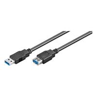 Ewent USB 3.0 type A/stekker op A/bus, dubbel afgeschermd AWG 28 van koper, overdrachtssnelheid tot 5 Gbit, 1 m, zwart