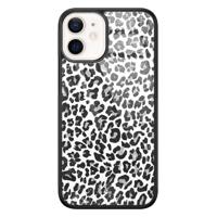 iPhone 12 mini glazen hardcase - Luipaard grijs