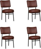 Set van 4 Cognac leren moderne retro eetkamerstoelen Rondo - Granada leer Cognac (cognac leer)